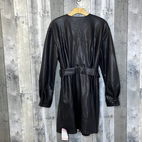 NWT  She + Sky faux leather long sleeve button down dress with belt. Size large. - Picture 6 of 12